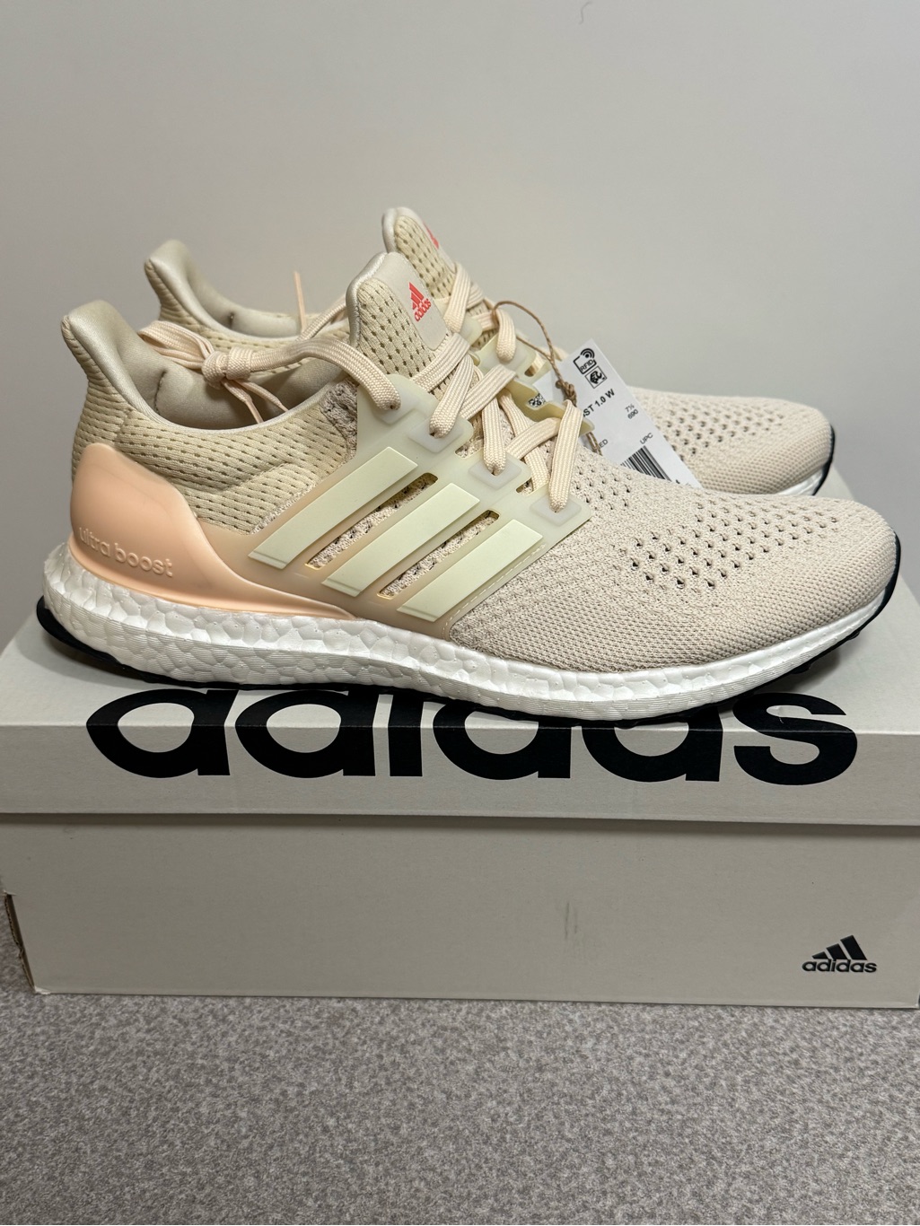 Adidas Ultra Boost 1.0 Ecru Tint Coral Womens Size 9 New Hq4208